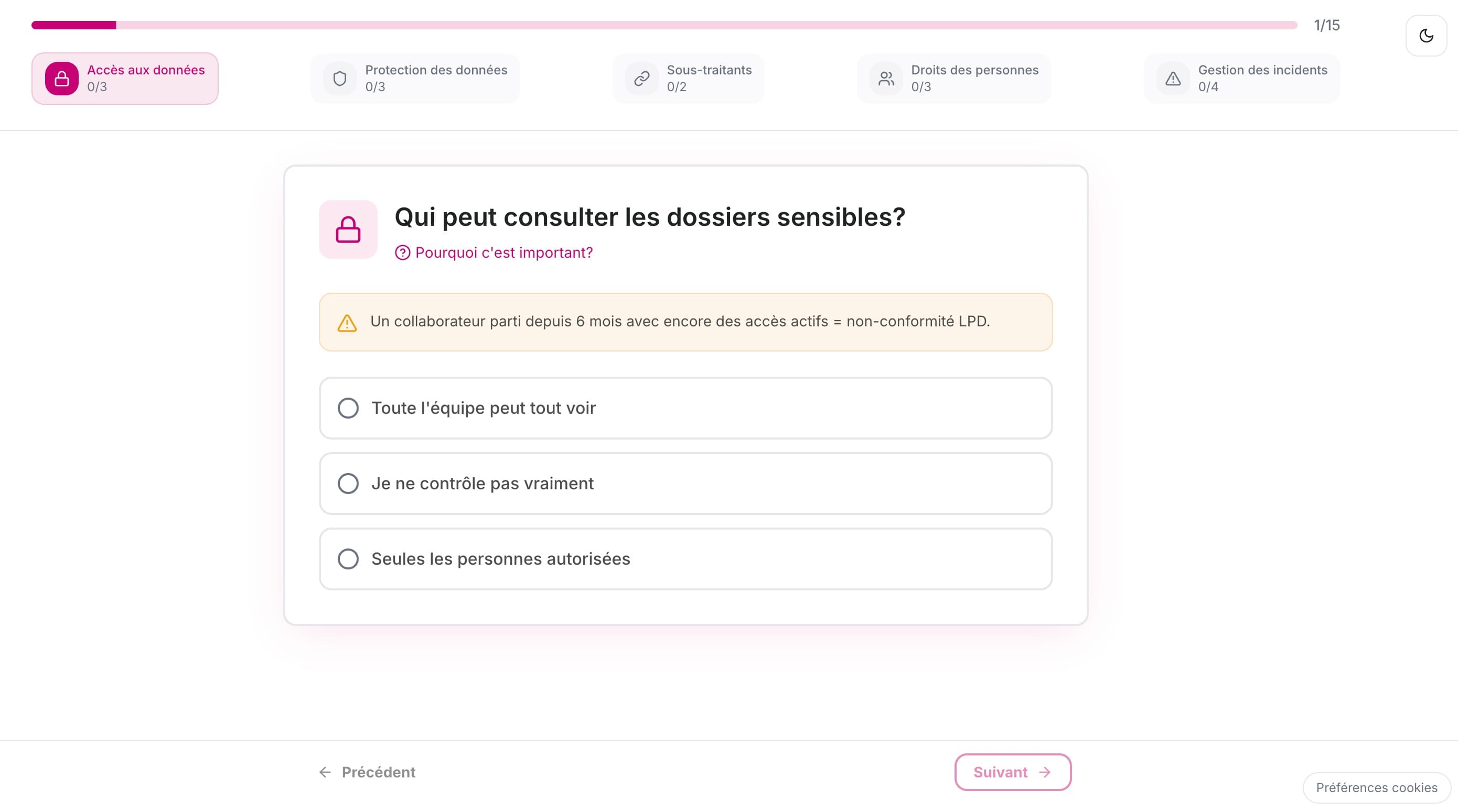 Une question et son infobulle pédagogique « Pourquoi c'est important ? ».
